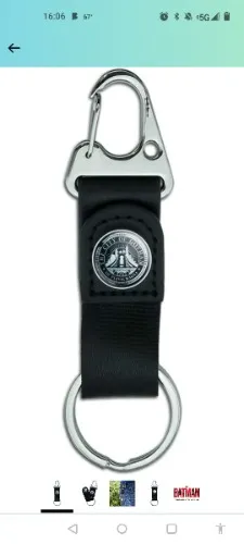 The Batman Gotham City Seal Keychain with Leather Fabric Belt Clip-On Carabiner