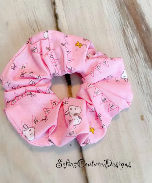 Ready to ship pink Snoopy scrunchie hair tie hair accessory