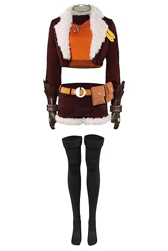 Newcos Women Doreen Green Cosplay Costume Squirrel Jacket Pants Belt Necklace Superhero Outfits Halloween Suit Adult Girl - Brown - X-Large