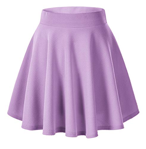 Urban CoCo Women's Basic Versatile Stretchy Flared Casual Mini Skater Skirt - Medium - Lilac