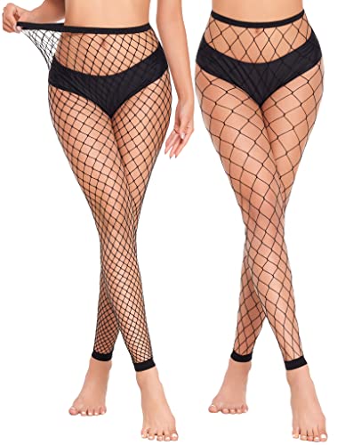 Avidlove Fishnet Stockings Footless High Waist Fishnets Tights Pantyhose for Women - One Size - Black-gp