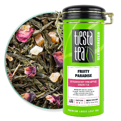 Tiesta Tea - Fruity Paradise, Strawberry Pineapple Green Tea, Loose Leaf, Up to 50 Cups, Make Hot or Iced, Medium Caffeine, 4 Ounce Refillable Tin - 113 g (Pack of 1)