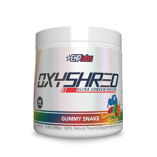 EHPlabs OxyShred Ultra Concentration Shredding Supplement - Clinically Proven, Pre Workout, Promotes Shredding, Natural Energy Boost - Gummy Snake, 60 Servings