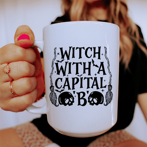 Witch With A Capital B Ceramic Mug 15 oz - White / One Size
