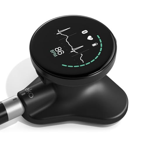 Eko CORE 500™ Digital Stethoscope — The pinnacle of digital stethoscope technology, combining TrueSound™ audio with 3-lead ECG and a full-color display, Matte Black Chestpiece, COR501-BLK/SLV - Matte Black Chestpiece