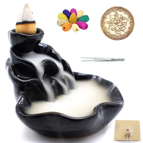 Incense Burner, Ceramic Backflow Incense Holder, Home Decor Aromatherapy Ornament - Small