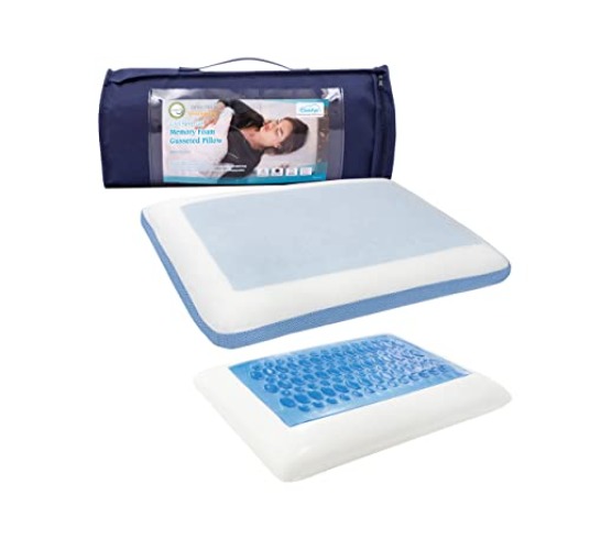 Comfyt Cervical Pillow, Cooling Orthopedic Memory Foam Pillow for Side Back Stomach Sleeper - Sleeping Gusseted Bed Pillows, Gel Layer Provides Coolness, Removable Washable Cover - Gusseted Pillow - White