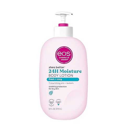 eos Shea Better Body Lotion- Fresh & Cozy, 24-Hour Moisture Skin Care, Lightweight & Non-Greasy, Made with Natural Shea, Vegan, 16 Fl Oz (Pack of 1) - Fresh & Cozy - 16 Fl Oz (Pack of 1)