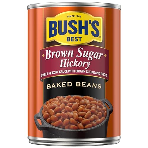 Bush's Best Brown Sugar Hickory Baked Beans, Brown Sugar & Spices, High Fibre, Excellent Source of Protein, 398 mL, 1ct - Brown Sugar Hickory Baked Beans