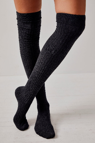 Free People Viola Over The Knee Socks - O/S / Charcoal