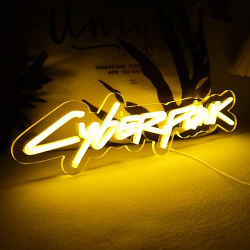 WonderfulLife Game Cyberpunk Neon Sign for Game Zone Decor,Shooting Games Led Lights for Man Cave Gaming Room Internet Bar or Bedroom Decoration.5V USB Powered,Easy Hanging. - cyberpunk