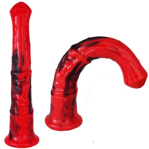Multi Color Soft Flexible Animal Artificial Horse Dildo Silicone Dildo Toy Adult Sex Toy for Women with Suction (Red+Black) - Red+black