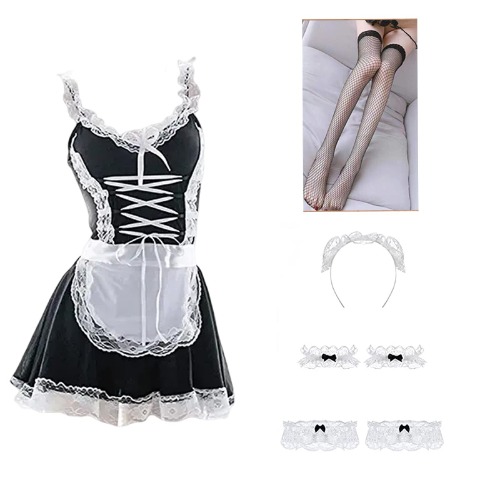 TKHOPE Japanese Anime Cosplay Maid Outfit Dress Cute Halloween Makeup Cosplay Costume for Girls Women