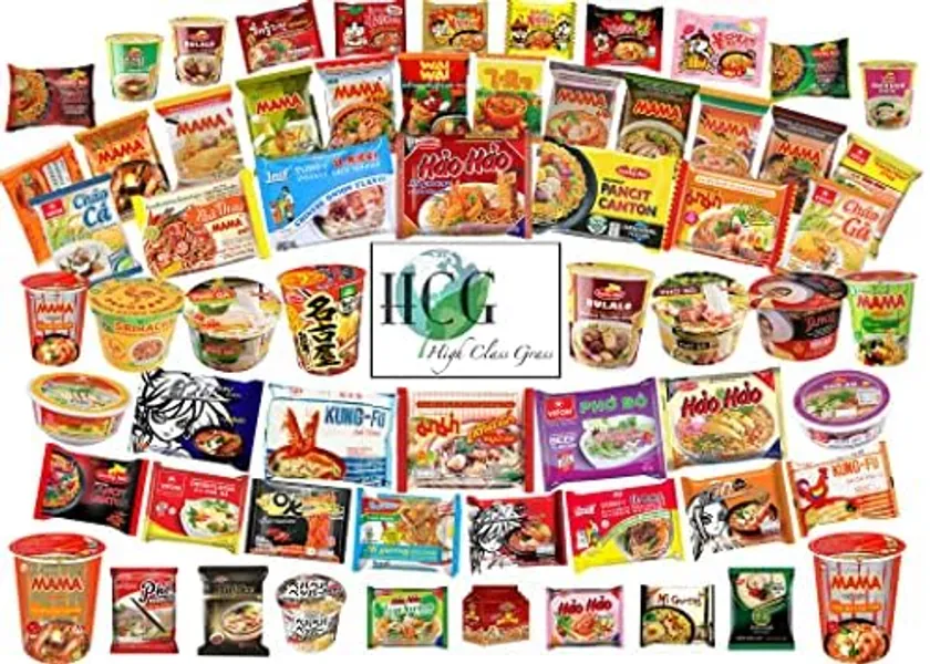 Ramen Noodles Around the World Snack Box Variety Pack of 15 Instant Noodles - Japanese, Filipino, Thai, Vietnamese with Around the World Sticker…