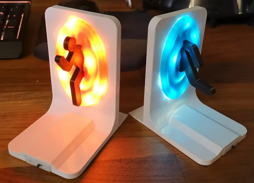 Pair of LED Light Up Portal Bookends (Portal 2) - Aesthetic and Stylish - PC, Xbox, PS4, PS5 Gaming Home Decor