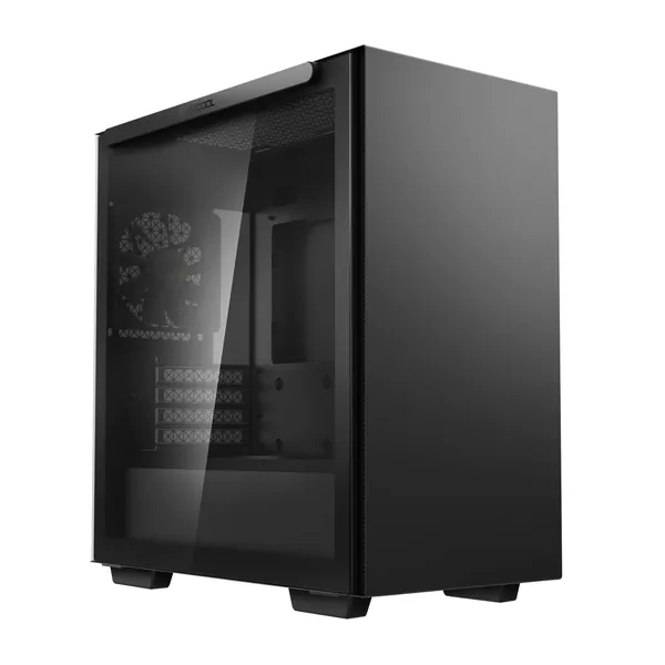 DEEPCOOL MACUBE 110 Micro ATX Case with Full-Size Magnetic Tempered Glass Removable HDD Cage and Built-in Graphics Card Holder - Black