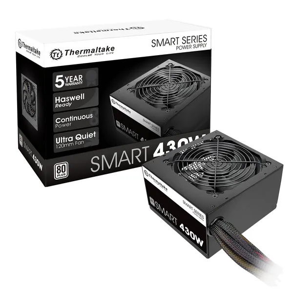 Thermaltake Smart 430W 80+ Black Continuous Power ATX 12V V2.3/EPS 12V Active PFC Power Supply PS-SPD-0430NPCWUS-W