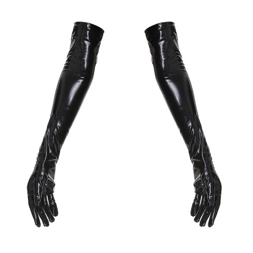 Amorino Women's Sexy Latex Elbow Gloves - Black / 