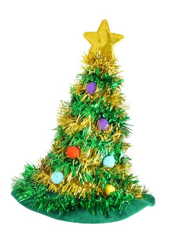 Adult Christmas Tree Hat with Star Novelty Fun Xmas Party Headwear