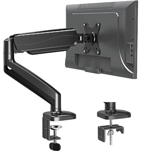 MOUNTUP Single Monitor Desk Mount, Adjustable Gas Spring Monitor Arm Support Max 32 Inch, 4.4-17.6lbs Screen, Computer Monitor Stand Holder with Clamp/Grommet Mounting Base, VESA Mount Bracket, MU0004 - Black