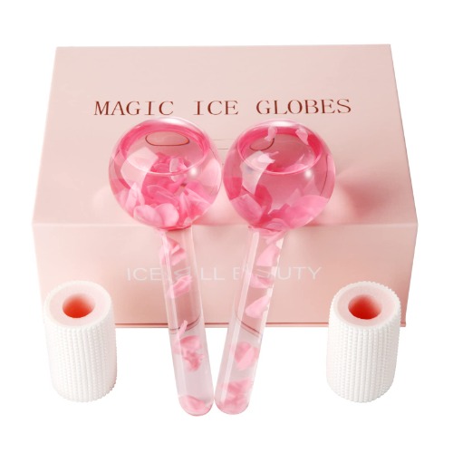 Ice Globes for Facials-Tighten Skin and Reduce Puffiness, Facial Ice Globes-Cold or Hot Skin Massagers Globe, Ice Balls for Face Enhance Circulation and Dark Circles (Pink) … - Pink