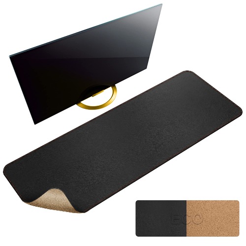 MAIDERN 120 x 40cm Cork & Leather Desk Pad, Large XXL Desk Mat, Full Desk Mouse Pad, Dual Sided Desk Pad, Desk Pad Protector for Gaming Home Office (Black) - 120*40cm - Cork+Black