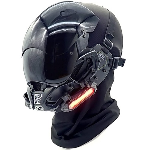 SUIZU LED Glowing Punk Mask, Led Music Mask, DJ Helmet Mask, Cosplay Helmet Light Up Mask Anime Props for Music Festival Halloween Party - 