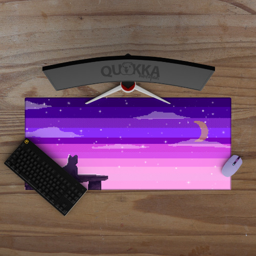 8 Bit with Cat Design Mousepad - 70x30cm / 3mm / Colour Stitched