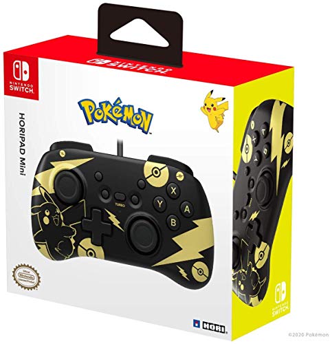 HORI Nintendo Switch PAD Mini, Pokémon Black and Gold Pikachu - Nintendo Switch Accessories - Pikachu Edition - Pikachu