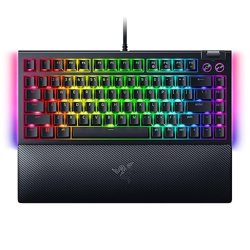 Razer BlackWidow V4 75% Mechanical Gaming Keyboard: Hot Swappable Design - Compact & Durable - Orange Tactile Switches - Chroma RGB - Roller & Media Keys - Wrist Rest - Razer Snap Tap - Black - Keyboard - Black
