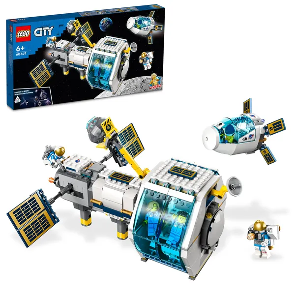 LEGO 60349 City Stazione Spaziale Lunare, Giocattoli Ispirati alla NASA, 5 Minifigure di Astronauti, Giochi Creativi per Bambini dai 6 Anni in su