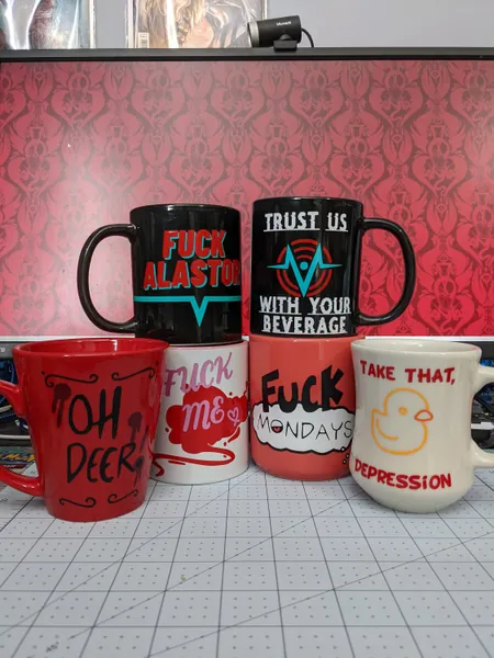 "TAKE THAT DEPRESSION" : Hazbin Hotel Coffee Mug Cups