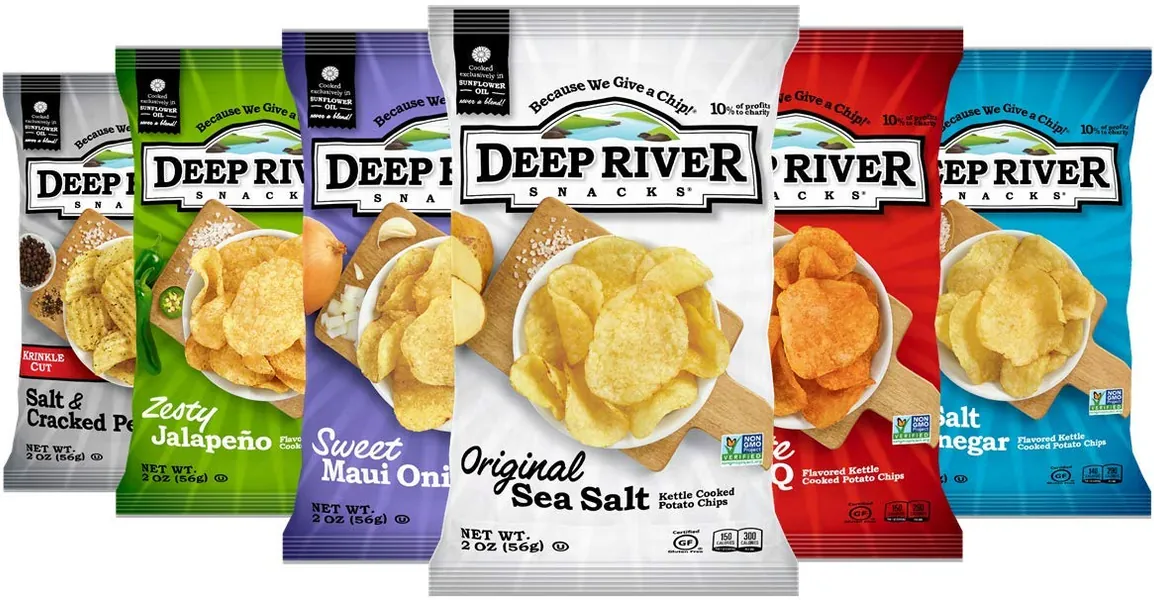 Deep River Snacks Kettle Potato Chips, Variety Pack, 2 Ounce (Pack of 24)