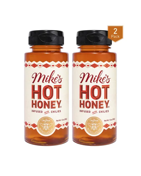 Mike's Hot Honey 10 oz Easy Pour Bottle (2 Pack), Honey with a Kick, Sweetness & Heat, 100% Pure Honey, Shelf-Stable, Gluten-Free & Paleo, More than Sauce - it's Hot Honey