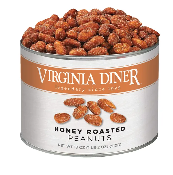 Virginia Diner - Gourmet Extra Large Honey Roasted Virginia Peanuts, 18 Ounce Tin