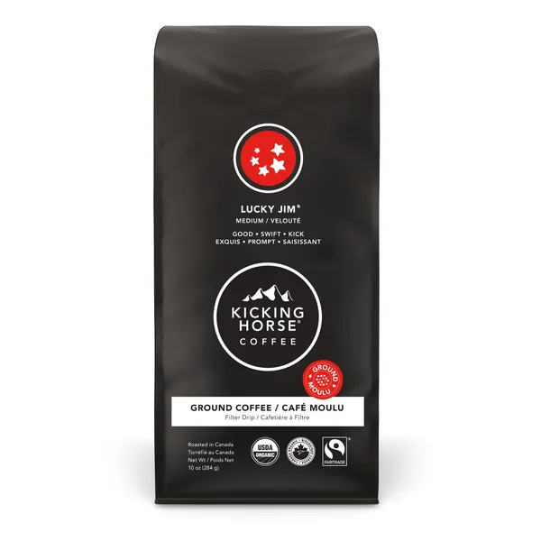 Kicking Horse Coffee Lucky Jim, Medium Roast, Ground, 284 g - Certified Organic, Fairtrade, Kosher Coffee, 284 Grams