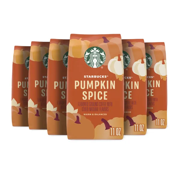 Starbucks Ground Coffee—Pumpkin Spice Flavored Coffee—100% Arabica—Naturally Flavored—6 bags (11 oz each)