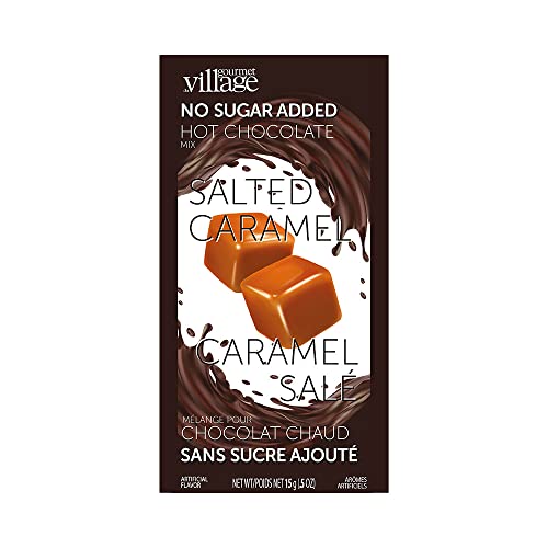 Gourmet du Village Hot Chocolate No Sugar Added Salted Caramel, 15 Grams - Caramel - 15 g (Pack of 1)