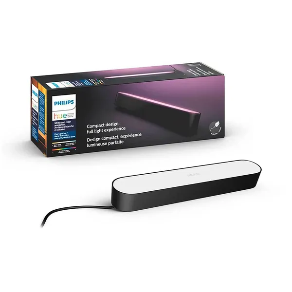 Philips Hue Play White & Color Smart Light, Single Base Kit, Hub Required/Power Supply Included (Works with Amazon Alexa, Apple Homekit & Google Home) , Black - 7820131U7 - 1-Pack with Plug Black