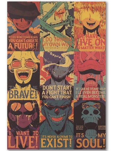 ONE PIECE Poster Room Decor Wall Artosters Canvas Paint Decorations Cool Painting Bedroom Office Living Room Decor Boy Gift (F,16x24inch Unframe)