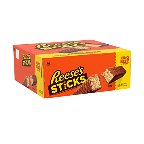 REESE'S STICKS Milk Chocolate Peanut Butter Wafer King Size, Candy Packs, 3 oz (24 Count) - 3 Ounce (Pack of 24)