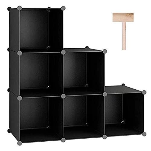C&AHOME Cube Storage Organizer, 6-Cube Shelves Units, Closet Cabinet, DIY Plastic Modular Book Shelf, Ideal for Bedroom, Living Room, Office, 36.6" L x 12.4" W x 36.6" H Black SHS3506A - Black