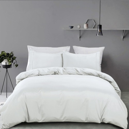 ForZzz 2000TC White Hotel Soft Microfiber Quilt Cover Set Queen Size,3 Pieces Duvet/Donna Cover Set, 1 Quilt Cover Zipper Closure & 2 x Pillowcases(Queen,White) - Queen - White