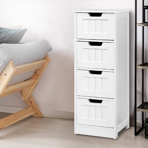 Artiss Chest of Drawers 4 Drawer White Tallboy, Dresser Clothes Storage Cabinet Organizer Bedside Table Bedroom Furniture Home Living Room Hallway Entryway