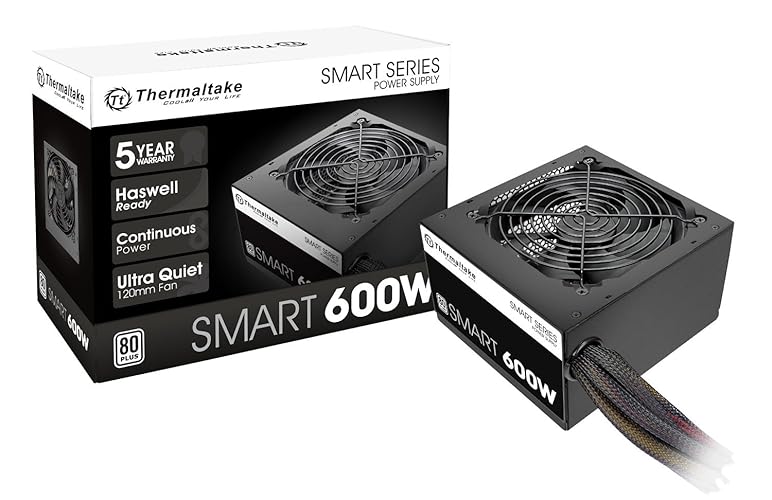 Thermaltake SMART 600W ATX 12V V2.3/EPS 12V 80 Plus Certified Active PFC Power Supply PS-SPD-0600NPCWUS-W - 80 + White - 600W