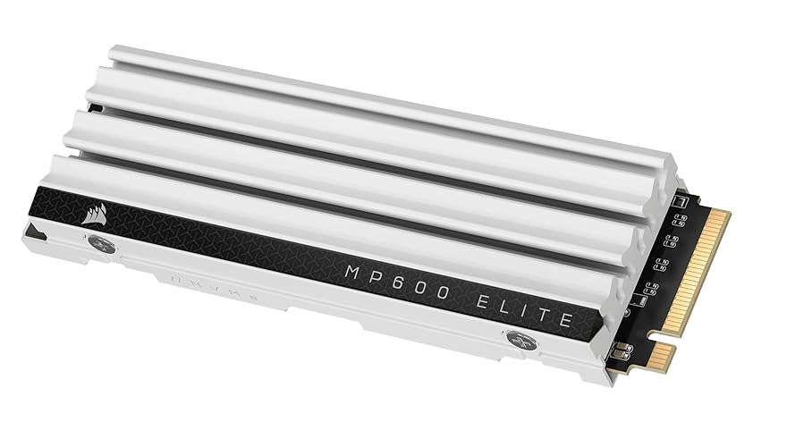Corsair MP600 Elite 2TB M.2 PCIe Gen4 x4 NVMe SSD – Optimized for PS5 – Included Heatsink – M.2 2280 – Up to 7,000MB/sec Sequential Read – High-Density 3D TLC NAND – White - 2TB