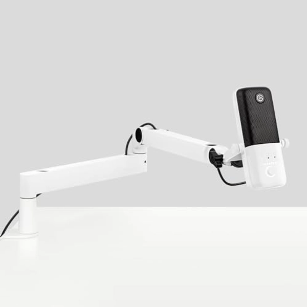 Elgato Wave:3 White Mic with Mic Arm Low Profile, Fully Adjustable with Cable Management Channel, Perfect for Podcast, Streaming, Gaming, Home Office, Free Mixer Software, Plug & Play for Mac, PC - White - USB Mic Set