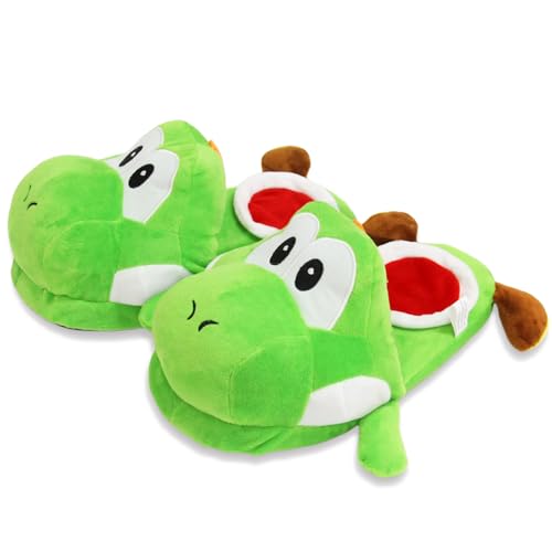 Green Yoshi Indoor Slippers Warm Cotton Anime Character Fluffy Slippers One Size For Shoes Size 36-41 - 36/41 EU - Style A