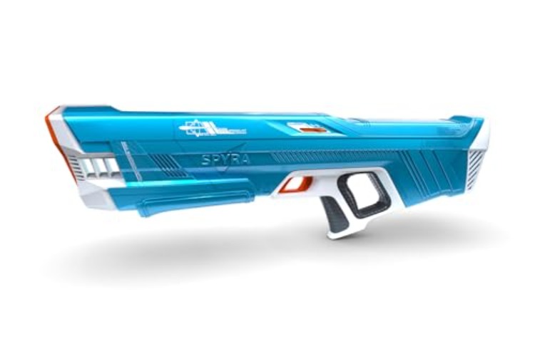 SpyraThree™ Powerful Electric Water Squirt Gun, Auto Reload, 3 Game Modes, LED Shot & Battery Display, 50FT Range Premium Summer Beach Pool Toy (Blue) - Blue