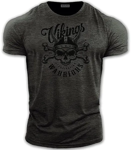 bebak Mens Gym T Shirt | Viking Warrior | Gym Clothes for Men | Arnold Bodybuilding T Shirt | Ideal for MMA Strongman Crossfit